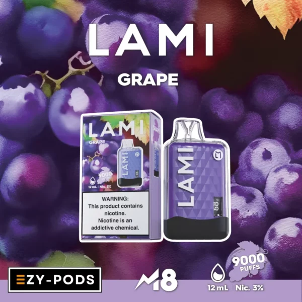 LAMI M8 9000 คำ พอตใช้แล้วทิ้ง กลิ่น Grape