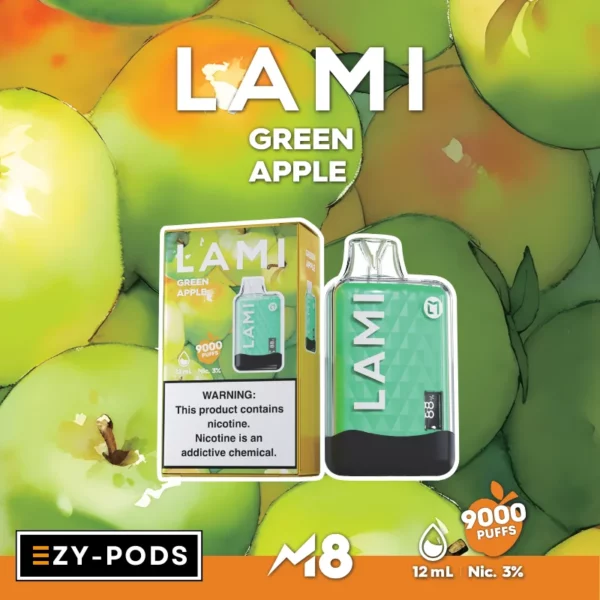 LAMI M8 9000 คำ พอตใช้แล้วทิ้ง กลิ่น Green Apple