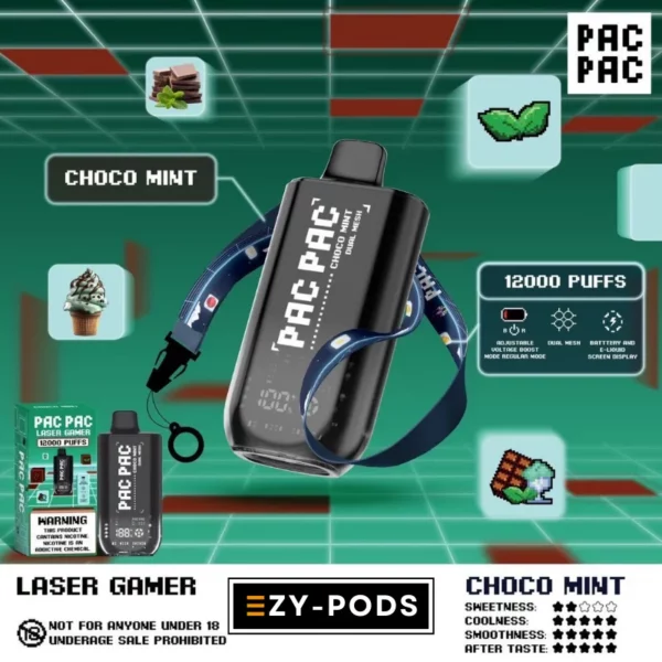 พอตใช้แล้วทิ้ง PACPAC Laser Gamer 12000 คำ กลิ่น Choco Mint