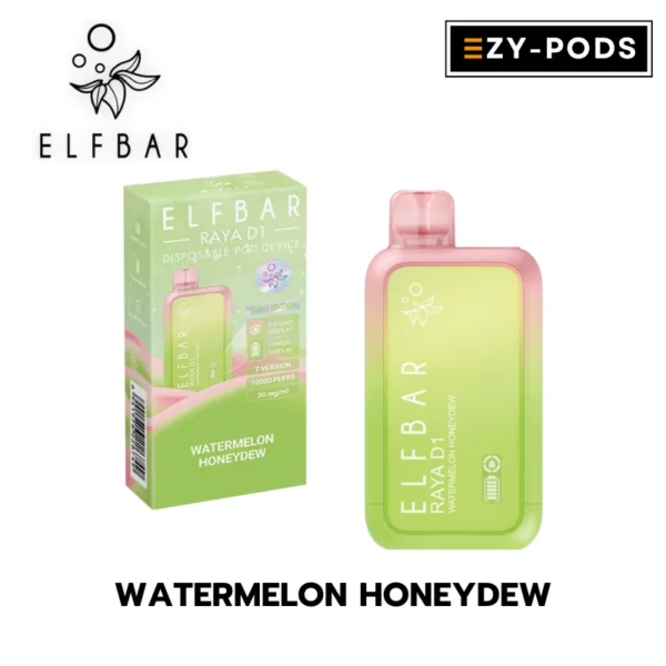 พอตใช้แล้วทิ้ง ELFBAR RAYA D1 10000 คำ กลิ่น Watermelon Honeydew