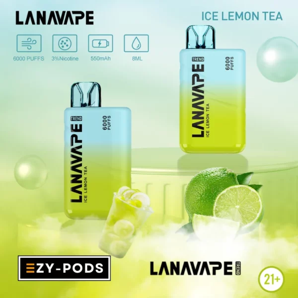 พอตใช้แล้วทิ้ง LANAVAPE TREND 6000 คำ กลิ่น Ice Lemon Tea