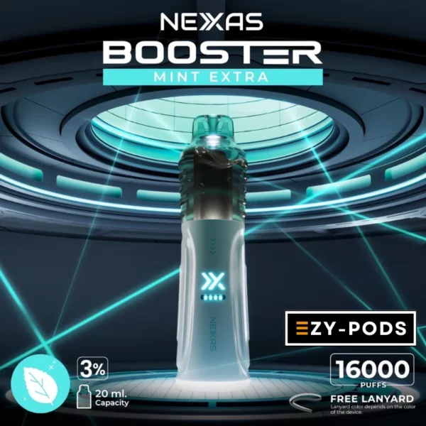 พอตใช้แล้วทิ้ง Nexas Booster 16000 คำ Nicotine 3% กลิ่น Mint Extra