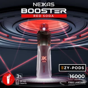 พอตใช้แล้วทิ้ง Nexas Booster 16000 คำ Nicotine 3% กลิ่น Red Soda