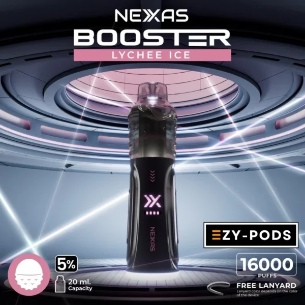 พอตใช้แล้วทิ้ง Nexas Booster 16000 คำ Nicotine 5% กลิ่น Lychee Ice