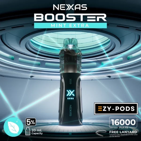 พอตใช้แล้วทิ้ง Nexas Booster 16000 คำ Nicotine 5% กลิ่น Mint Extra