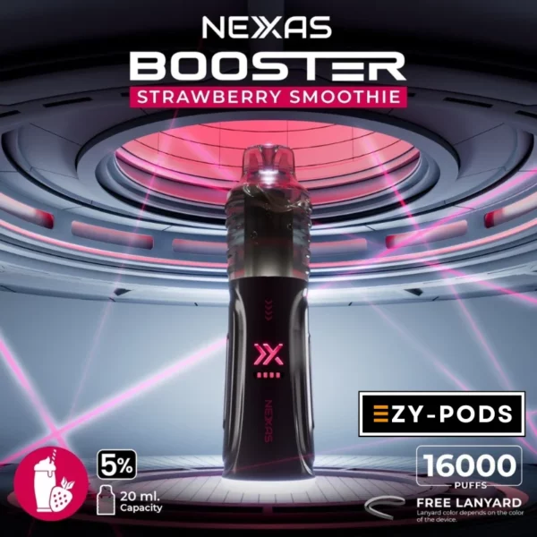 พอตใช้แล้วทิ้ง Nexas Booster 16000 คำ Nicotine 5% กลิ่น Strawberry Smoothie