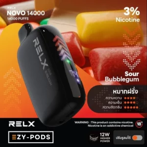 พอตใช้แล้วทิ้ง Relx Novo 14000 คำ กลิ่น Sour Bubblegum