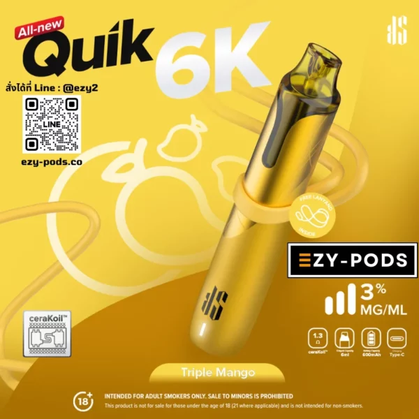 KS Quik 6000 คำ พอตใช้แล้วทิ้ง กลิ่น Triple Mango