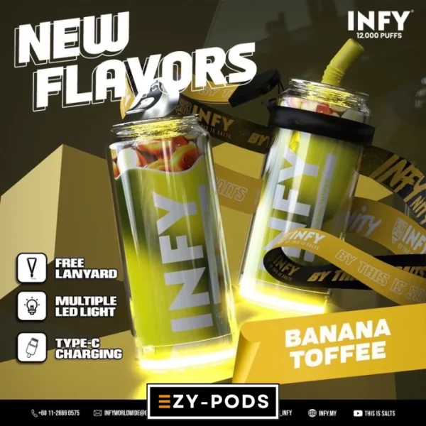 พอตใช้แล้วทิ้ง INFY 12000 คำ กลิ่น Banana Toffee