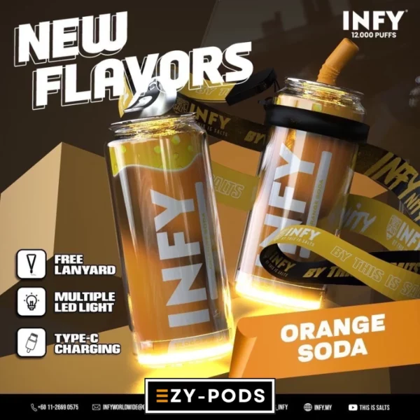 พอตใช้แล้วทิ้ง INFY 12000 คำ กลิ่น Orange Soda